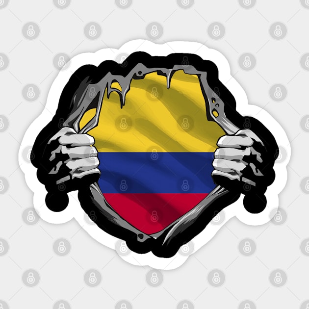 Two Hands Ripping Revealing Flag of Colombia Sticker by BramCrye